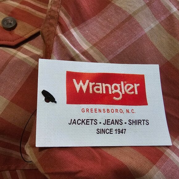 Wrangler Mens Slim Fit Long Sleeve Woven Shirt Plaid Size S, L Pockets - Picture 2 of 6